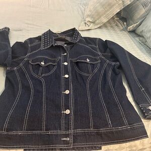 Vintage Studded Denim Jacket Size 20 with skinny jeans to match size 14